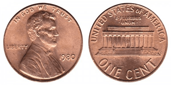 1980 P Penny (With No Mint Mark)